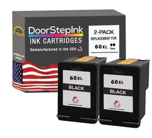 Cartucho de tinta compatible DoorStepInk para HP 60XL negro 2 PK-USA - Imagen 1 de 6