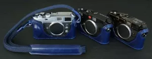 LUIGI BLUE CASE+SILKY STRAP FOR LEICA M2,M3,M4,M6,M7,MP,M-A,QUALITY,AT LOW PRICE - Picture 1 of 7