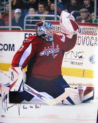 Inscripción firmada por Olaf Kolzig 16 x 20 Washington Capitals "Rock The Red" Foto 1 de 3