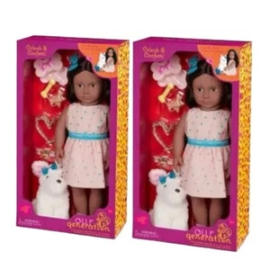 Our Generation Celeah /Confetti White Puppy Dog 18" Doll matching outfits 2X - Picture 1 of 6