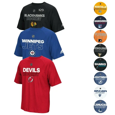 NHL Adidas Men's Authentic Climalite Performance Short Sleeve T-Shirt Collection Cover