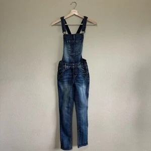 Wallflower pants women XS cotton blend dark wash denim skinny overalls blue - Picture 1 of 12