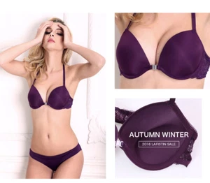 Sexy Conjunto de Sujetador Lencería Ropa Interior y Panty con Cierre de Botones Frontales de Encaje Push Up para Damas - Imagen 1 de 41