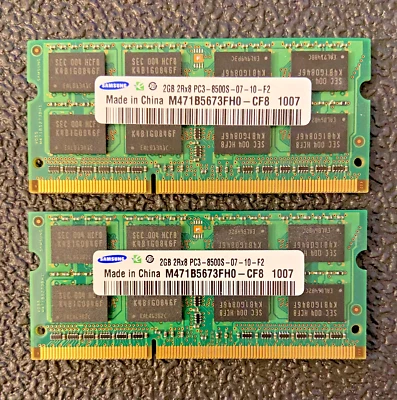 Samsung 4GB 2 X 2GB DDR3 PC3-8500S SODIMM Laptop Memory RAM M471B5673FH0-CF8 - Image 1 of 2