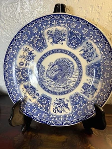 Spode Blue Festival 10,5" piatto tacchino e cesto di fiori usato in ottime condizioni - Foto 1 di 9