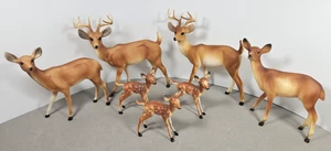 Lot 7 Vintage MCM Christmas Reindeer Deer (Buck Doe Fawn) Hard Plastic Celluloid - Picture 1 of 11