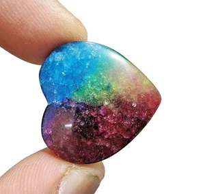 SALE! Natural Rainbow Solar Quartz Crystal Heart Shape 44 Crt Gemstone Cabochon - Picture 1 of 6