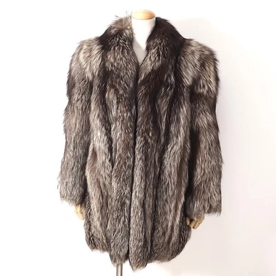 Excellent Silver Fox Fur Luxury Coat Soft Beautiful Gray Women's L - Image 1 of 4