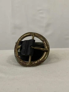 Diesel Men’s Leather Belt Brass Round Buckle Made in Italy Size 85/34 #K1 - Picture 1 of 12