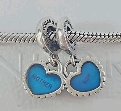 Genuine Pandora Bracelet Charm - Piece Of My Heart Mother & Son Dangle S925 ALE - Image 1 of 4