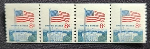 US Scott 1338G - Flag & White House - MNH - 1971 Issue - Coil of 4 - Picture 1 of 1