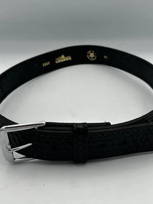 Boston Leather Belt Mens Size 34 Black Basketweave Dress Uniform USA Made 6582 - Image 1 of 4