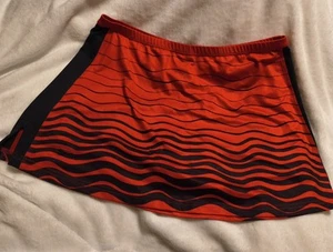 Pantaloncino tennis sportivo vintage Bolle donna grande elasticizzato abbigliamento sportivo rosso nero righe - Foto 1 di 5