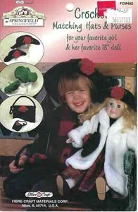 Crochet Matching Hat & Purses For Your Girl And 18" Doll Pattern Book - Fibre Cr - Picture 1 of 1