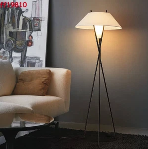 Japanese Triangle Floor Lamp Living Room Sofa Sample Floor Lights Fabric Shade - Picture 1 of 12
