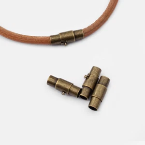10Sets Bronze Barrel Safety Lock Magnetic Clasp for Round Leather Cord Bracelet - Picture 1 of 4