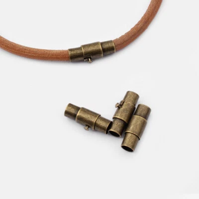 10Sets Bronze Barrel Safety Lock Magnetic Clasp for Round Leather Cord Bracelet - Image 1 of 4
