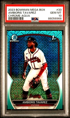 2023 Bowman Chrome Mega Box Aqua Refractor 33 Ambioris Tavarez /225 PSA 10 POP 1 - Image 1 of 3