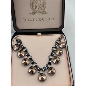 Juicy Couture Edgy Gunmetal Black and Bronze Gold Chunky Choker Necklace - Picture 1 of 8
