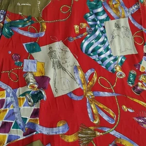 Sewing Notion Room on Red Stretch Knit Fabric Cotton Polyester 60"W by 2 Yds - Picture 1 of 11