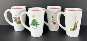 Fitz & Floyd Happy Holidays Weihnachten groß 6" Kaffeetassen 4er Set - Bild 1 von 10