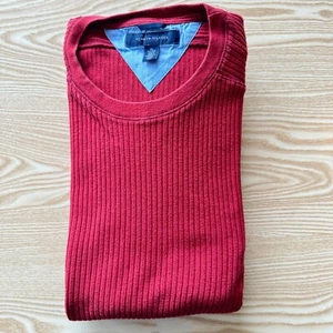 Tommy Hilfiger XL Jumper Mens Red 25" Pit-to-Pit Designer Round Neck Fashion Men - Picture 1 of 8