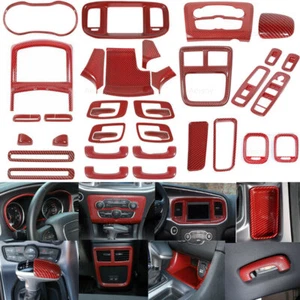 36x Juego completo interior marco cubierta decoración kit de ajuste para Dodge Charger 15+ rojo carbono - Imagen 1 de 12
