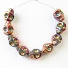 Lot de 2 perles pendentives crâne multicolores sculptées en hématite 10 x 8 x 7 mm FSH11170