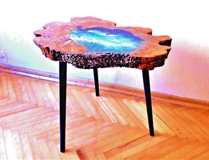 Unique Live Edge Coffee Table, Ocean Sea Decor Olive Wood Coffee Table,Handmade. - Picture 1 of 11
