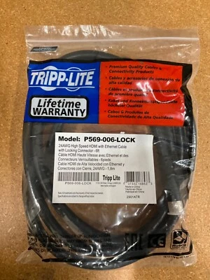 Lote de 5 - CABLE HDMI ALTA VELOCIDAD 6 FT BLOQUEO Tripp Lite P569-006-LOCK Foto 1 de 2