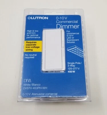 Nuevo Lutron DVSTV-453PH-WH Diva 0–10 V atenuador comercial monopolo LED de 3 vías  Foto 1 de 2