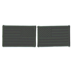 Woodland US Flag Patch Left Right Green Black Embroidered Iron on Lot of 2 - Picture 1 of 1