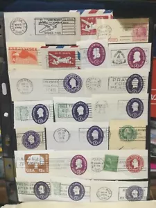 U.S. Stamps USA 1 page USED ENVELOPE CUT SQUARE SLOGAN CANCELS collection lot - Picture 1 of 3