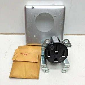 Arrow Hart 5738 H&H Spec Grade 50A Power Outlet 125-250V Receptacle W/ Box Cover - Picture 1 of 10