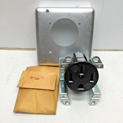 Arrow Hart 5738 H&H Spec Grade 50A Power Outlet 125-250V Receptacle W/ Box Cover - Image 1 of 4