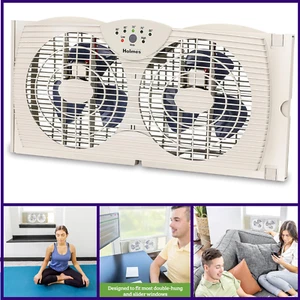 HOLMES Dual Blade Digital Window Fan with Programmable Thermostat Control - Picture 1 of 8