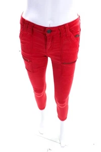 Joie Womens Mid Rise Cargo Pocket Cropped Skinny Jeans Pants Red Size 24 - Picture 1 of 10