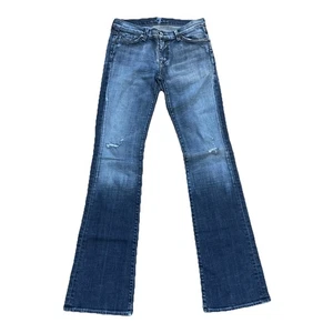 Pantalones de mezclilla bootleg de tiro bajo Y2K Seven For All Mankind descoloridos lavados desgastados 29 de colección - Imagen 1 de 10