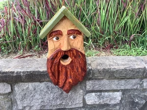 Hand Carved Wood Hanging Tree Spirit Folk Art Sculpture Bird House 16” - Picture 1 of 7