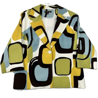 Chaqueta Blazer Adrienne Vittadini Mujer 12 Estampado Geométrico Retro Años 70 Abstracto Foto 1 de 4