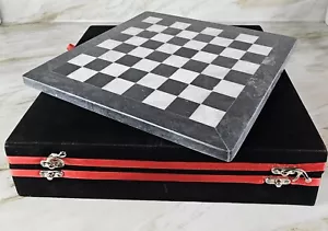 Tablero de ajedrez de mármol de 12", caja de almacenamiento, negro y, cumpleaños, regalo del día del padre para él - Imagen 1 de 11