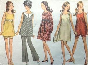 1960s Pattern MATERNITY Summer Wardrobe Dress Shorts Tunic Simplicity 8163 Sz12 - Picture 1 of 7