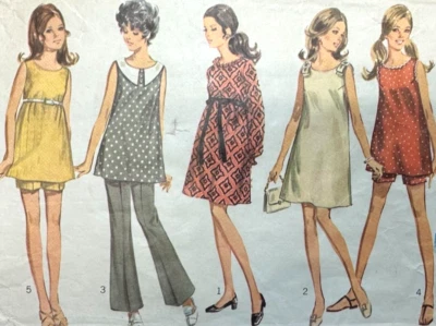 1960s Pattern MATERNITY Summer Wardrobe Dress Shorts Tunic Simplicity 8163 Sz12 - Image 1 of 4