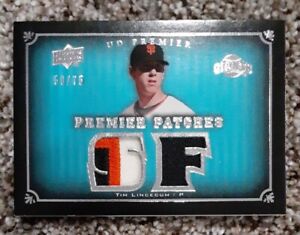 TIM LINCECUM 2008 UD Premier Patches 3 Color Jersey Card #/75 SP "SF" GIANTS