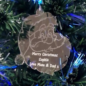 Santa Bespoke Engraved Christmas Tree Decoration, Clear - Picture 1 of 3