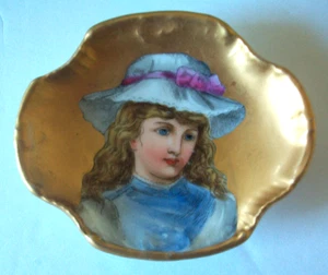Antique Porcelain Handpainted Portrait Butterpat - Picture 1 of 2