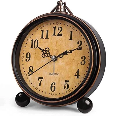 Vintage Analog Alarm Clock Silent Non-Ticking Desk Bedside Clock for Bedroom - Image 1 of 4