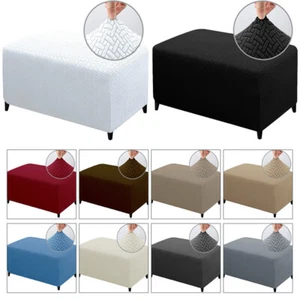 Elastic Stretch Rectangle Ottoman Cover Sofa Footstool Protector Slipcover - Picture 1 of 24