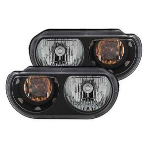 Anzo Black Euro Crystal Headlights Set for 2008-2014 Dodge Challenger - 121526