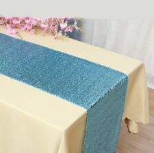 Light blue glitter sequin table runner wedding anniversary party cake table deco